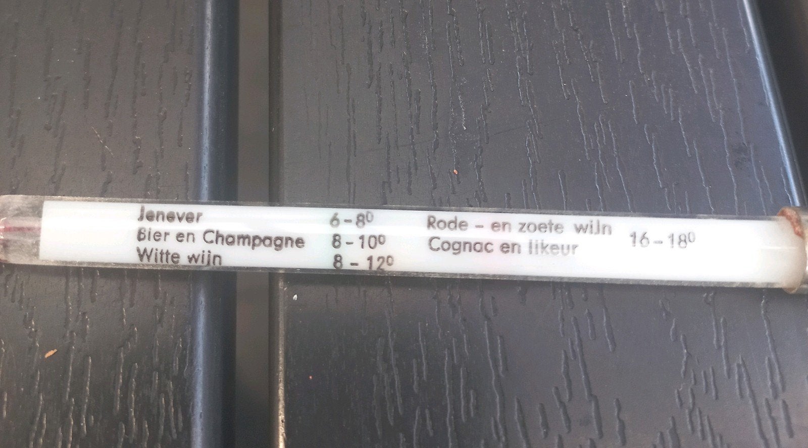 Vintage drankthermometer in metalen koker, Ophalen of Verzenden, Overige typen