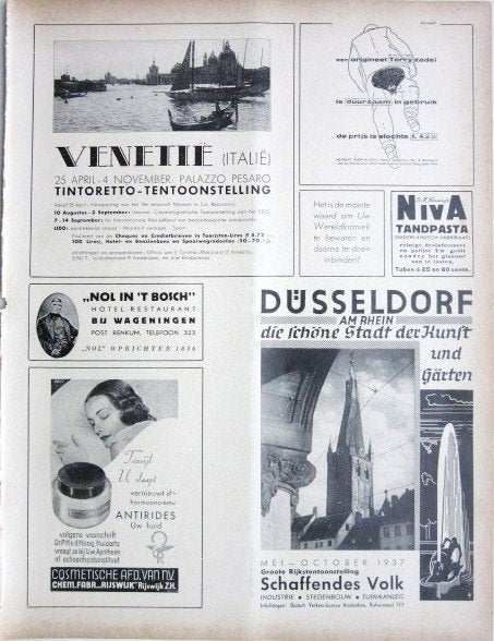 9 bladzijden vintage advertenties reclames uit 1937, Verzamelen, Merken en Reclamevoorwerpen, Ophalen of Verzenden, Gebruikt, Overige typen