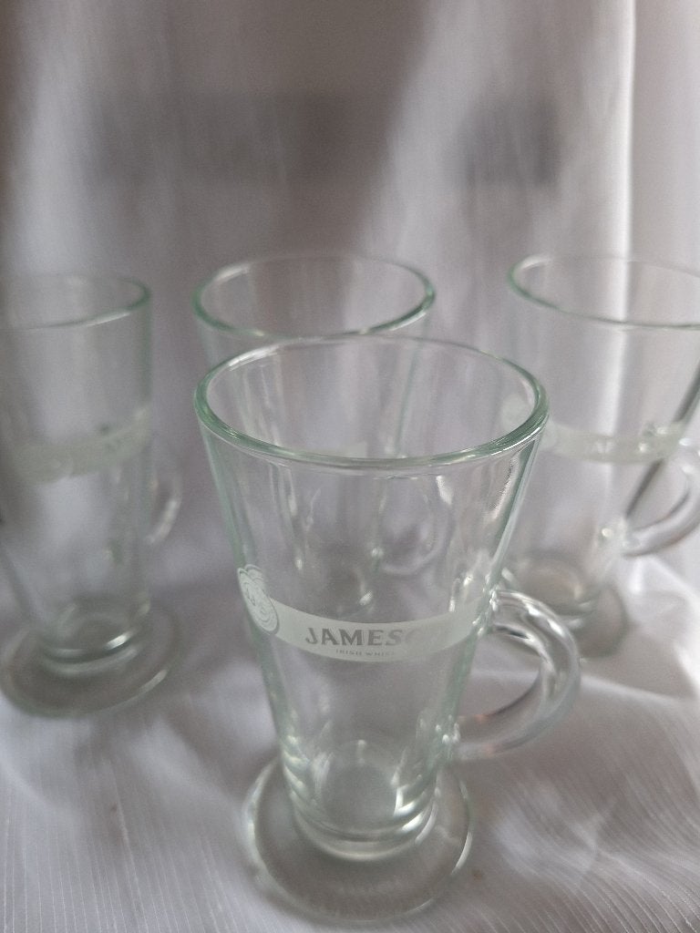 JAMESON irish coffee glazen met handvat, 4 stuks, Ophalen of Verzenden, Zo goed als nieuw, Borrel- of Shotglas