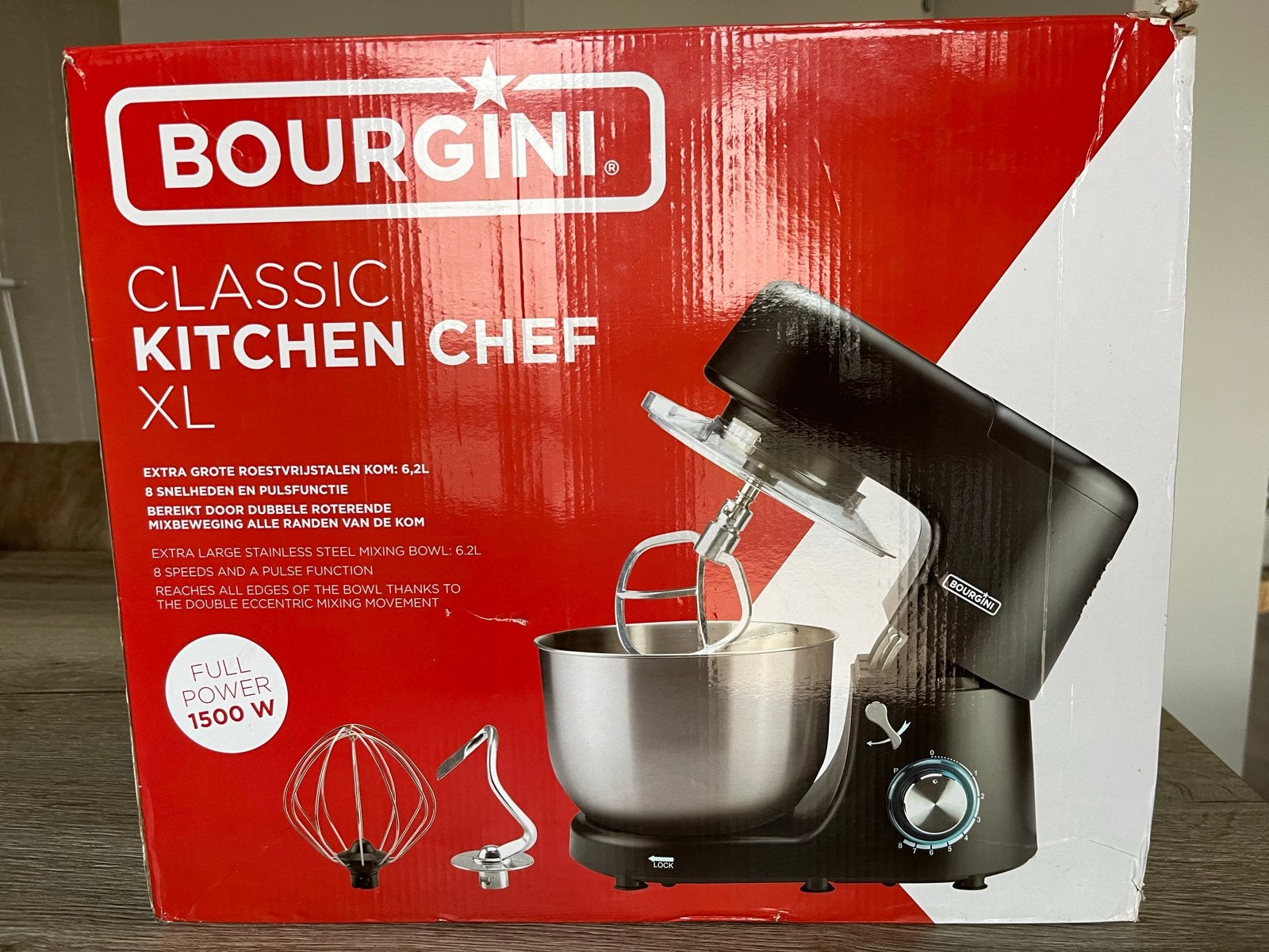 Bourgini Classic Kitchen Chef XL Keukenmachine Zwart, 4 liter of meer, Ophalen, Zo goed als nieuw, 3 snelheden of meer