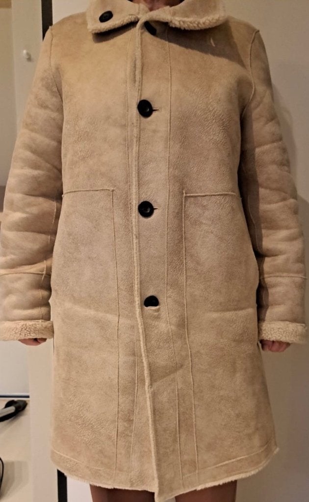 Mooie reversible winterjas Esprit – teddy & faux suède, Verzenden, Beige, Maat 42/44 (L), Zo goed als nieuw