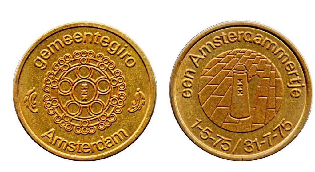 AMSTERDAMMERTJE 1975 GEMEENTEGIRO PENNING, Postzegels en Munten, Ophalen of Verzenden, Overige materialen