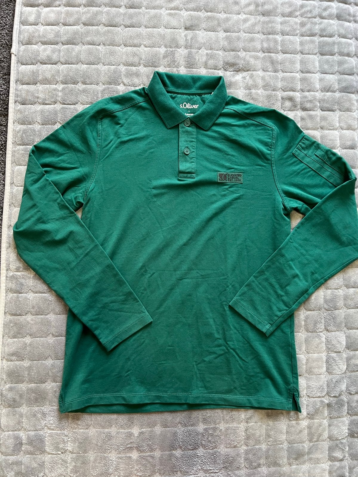 NIEUWstaat, groen poloshirt met lange mouwen van s.Oliver, L, Ophalen of Verzenden, Nieuw, Maat 52/54 (L), Groen
