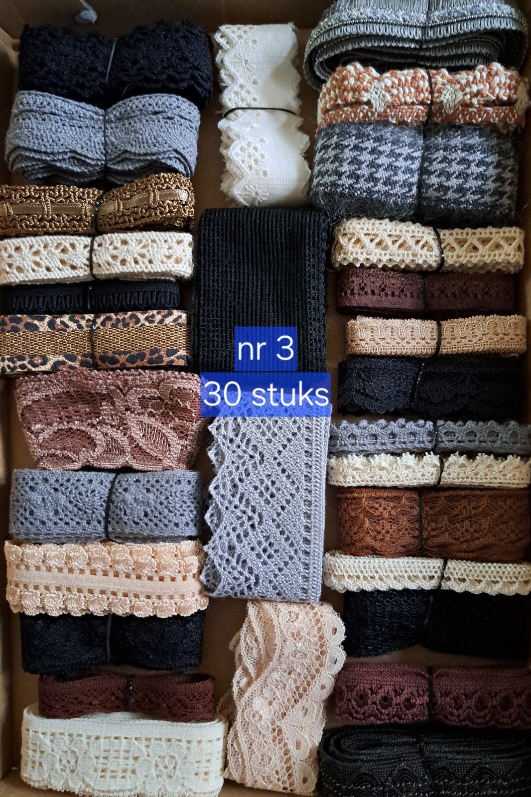 Opruiming doosjes kant verschillende, Hobby en Vrije tijd, Ophalen of Verzenden