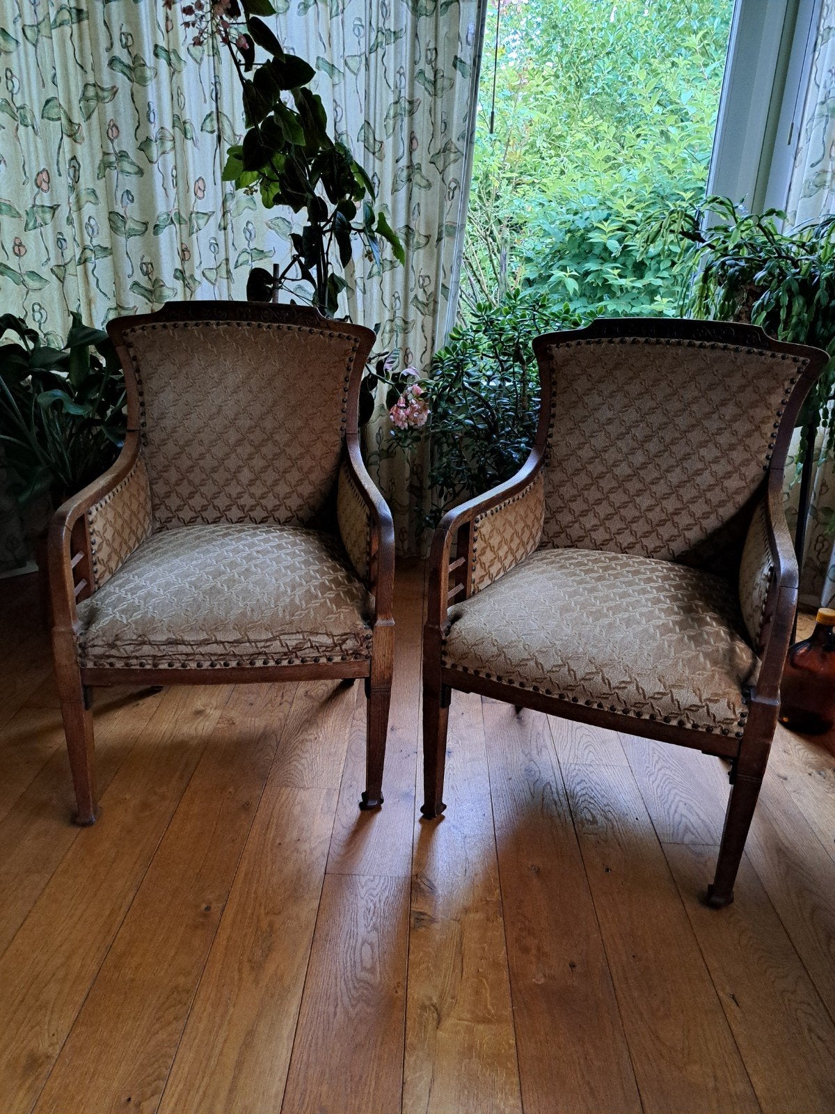Antieke stoelen, Huis en Inrichting, Fauteuils, Ophalen, Gebruikt, 75 tot 100 cm, Stof