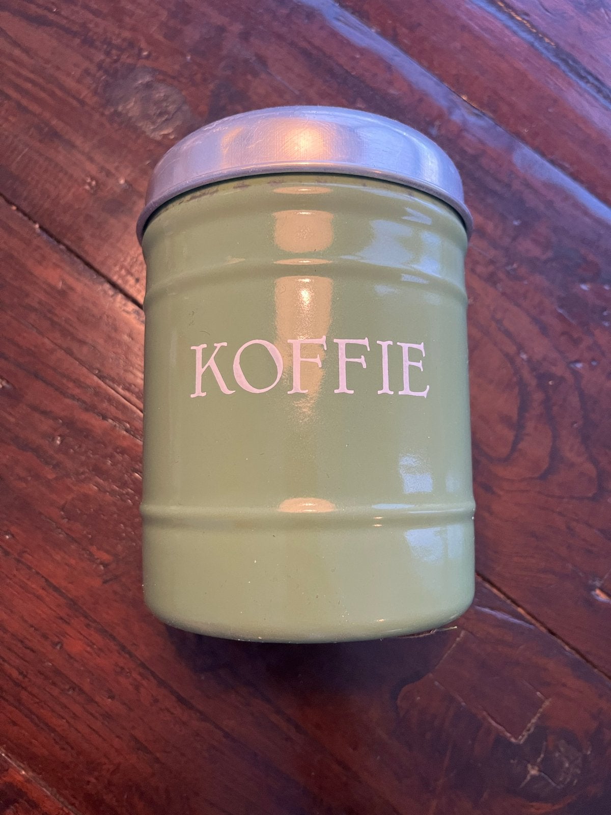 Vintage Groene Koffieblik met Deksel, Ophalen of Verzenden