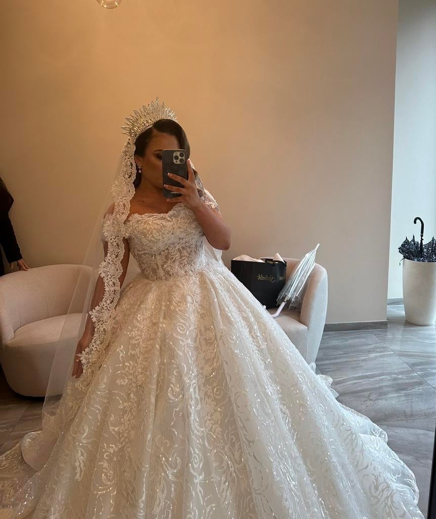Bruidsjurk met corset, Ophalen, Zo goed als nieuw, Wit, Trouwjurk