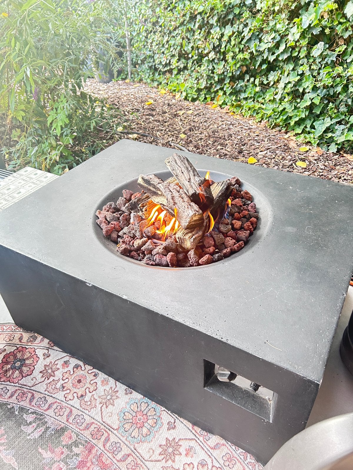 Zwarte happy cocooning vuurtafel, Ophalen, Gebruikt