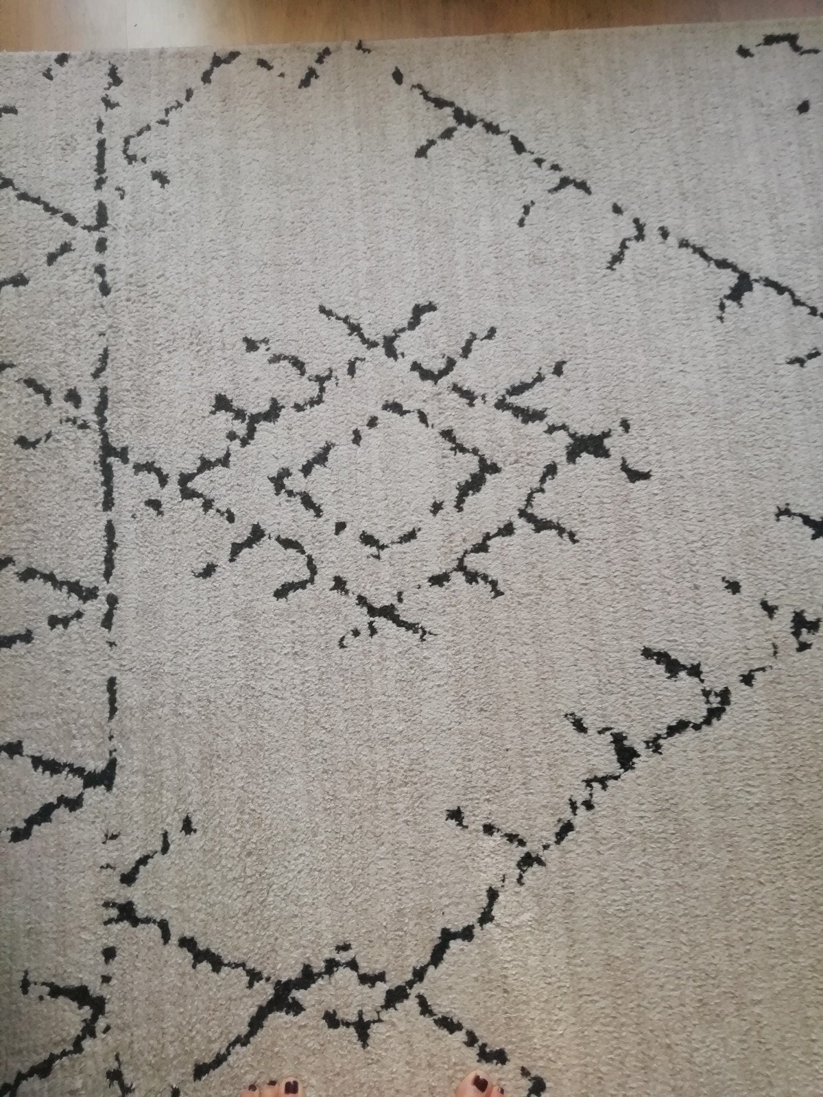 Beni Ouarain Vloerkleed - Crème met Zwart Patroon, Huis en Inrichting, Ophalen, Bohemian, Etnisch, Marokkaans, Berber, 200 cm of meer