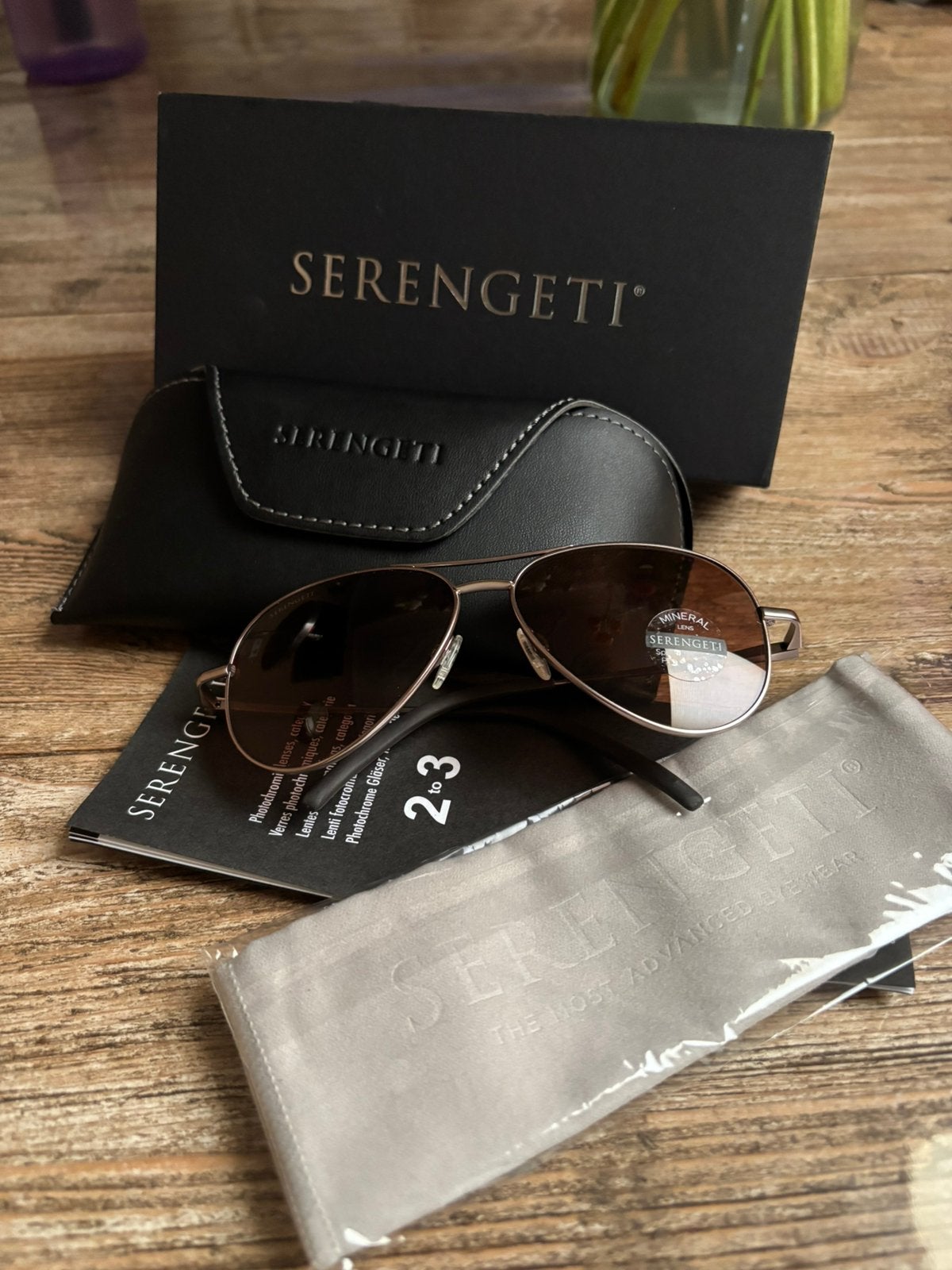 Nieuwe serengeti carrara 8552 zonnebril met mineral glas, Overige merken, Zonnebril, Bruin, Nieuw