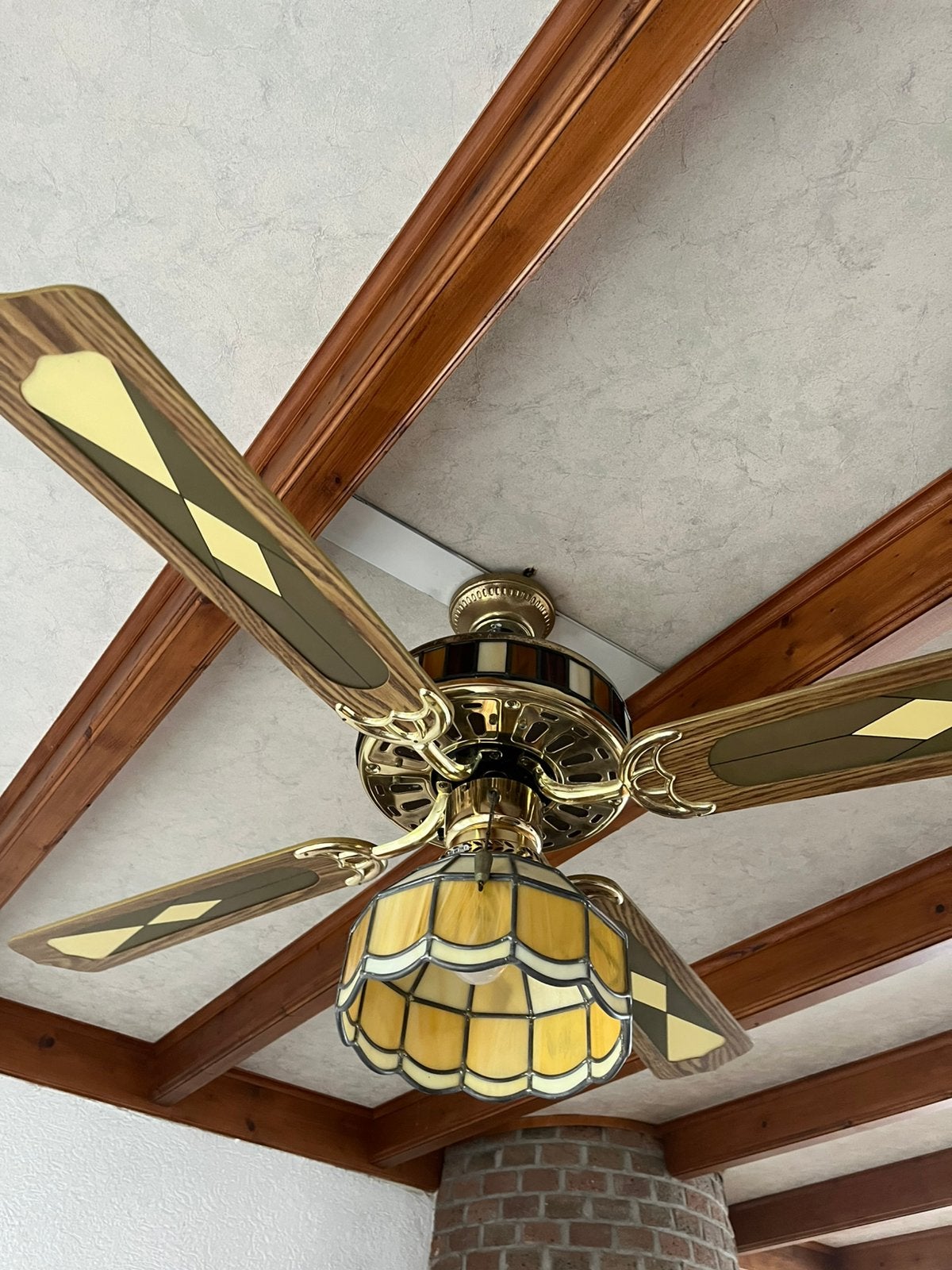 Vintage lamp met ventilator in tiffany stijl, Ophalen
