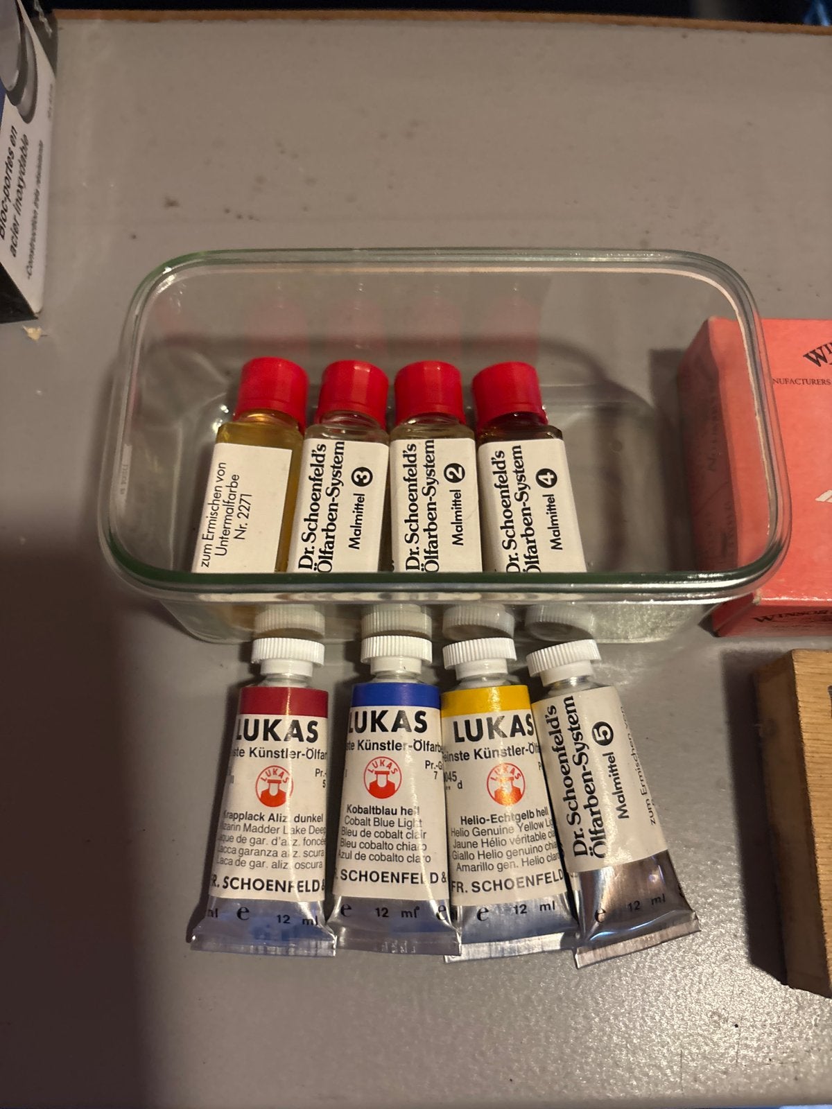 Diverse kunstenaarsbenodigdheden, Hobby en Vrije tijd, Ophalen, Gebruikt, Olieverf