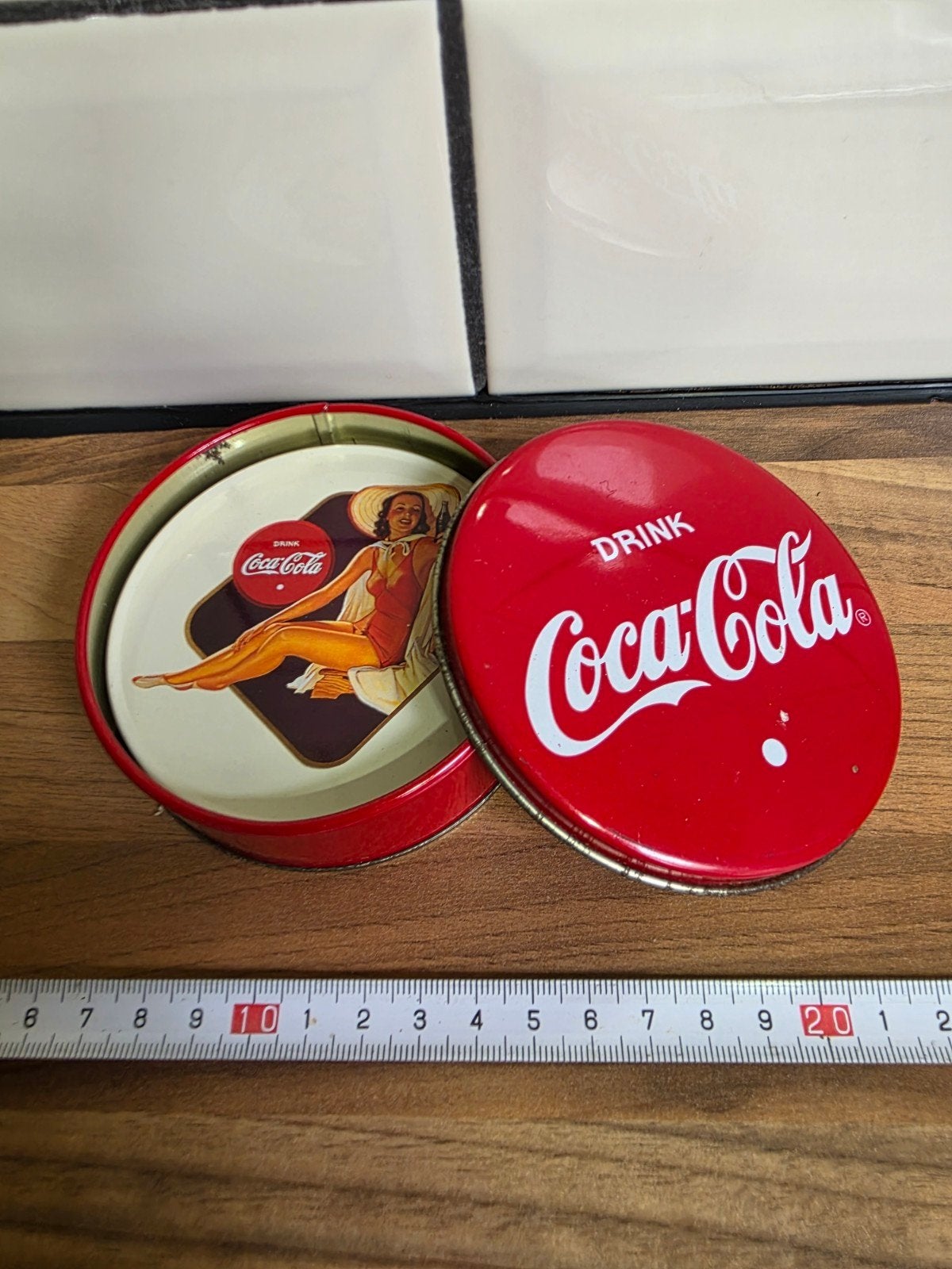 Vintage Coca-Cola Onderzetters in Blik - Set van 4, Ophalen of Verzenden, Gebruikt, Gebruiksvoorwerp