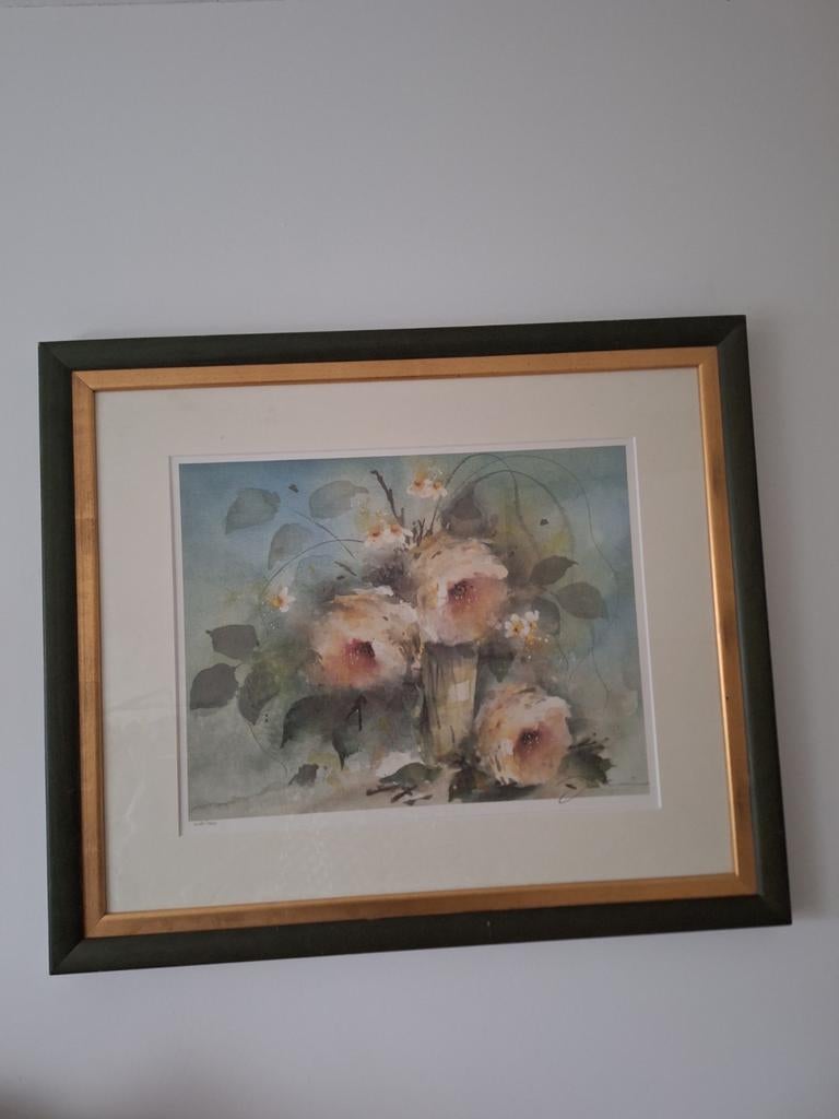 Ingelijste aquarel met bloemen van Jan Kooistra, Antiek en Kunst, Ophalen