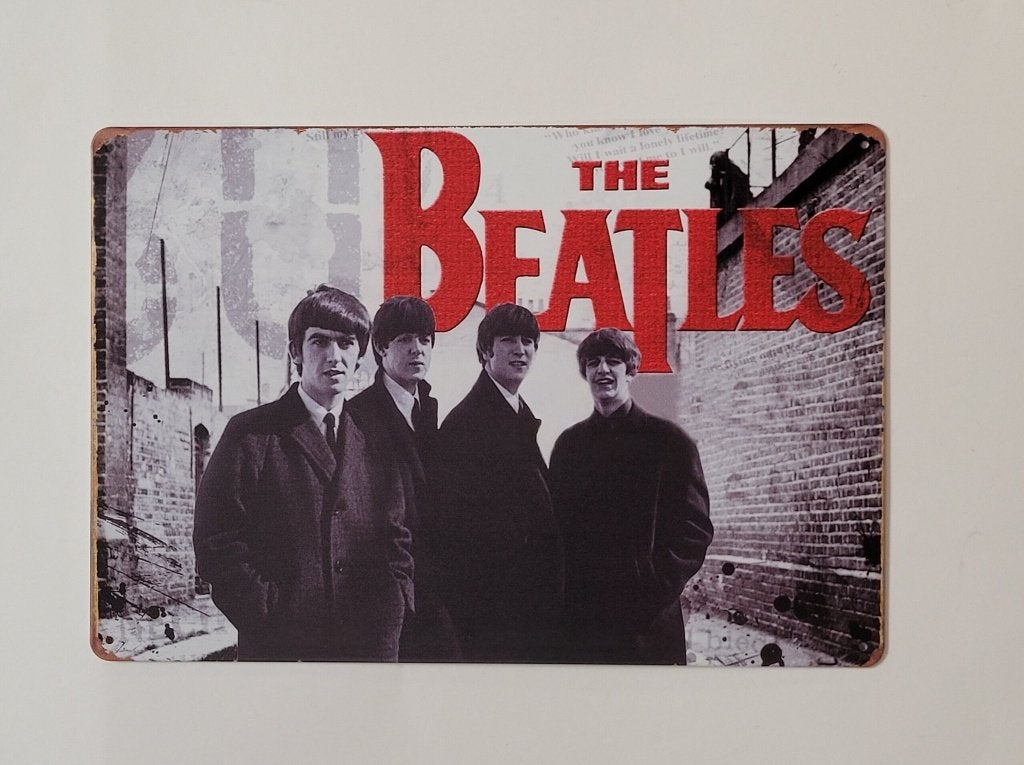 The Beatles rode letters foto reclamebord van metaal deco, Info@deconoord.nl, Deco Noord, Nieuw, Ophalen of Verzenden