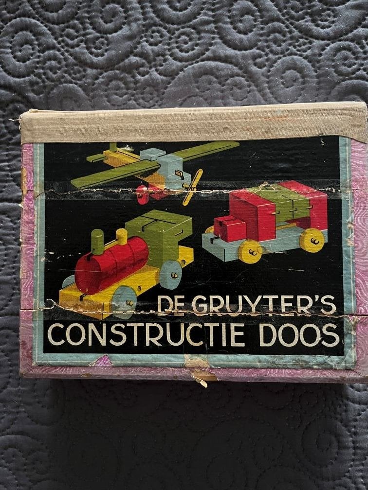 Vintage De Gruyter's Constructie Doos Houten Bouwblokken, Antiek en Kunst, Ophalen of Verzenden