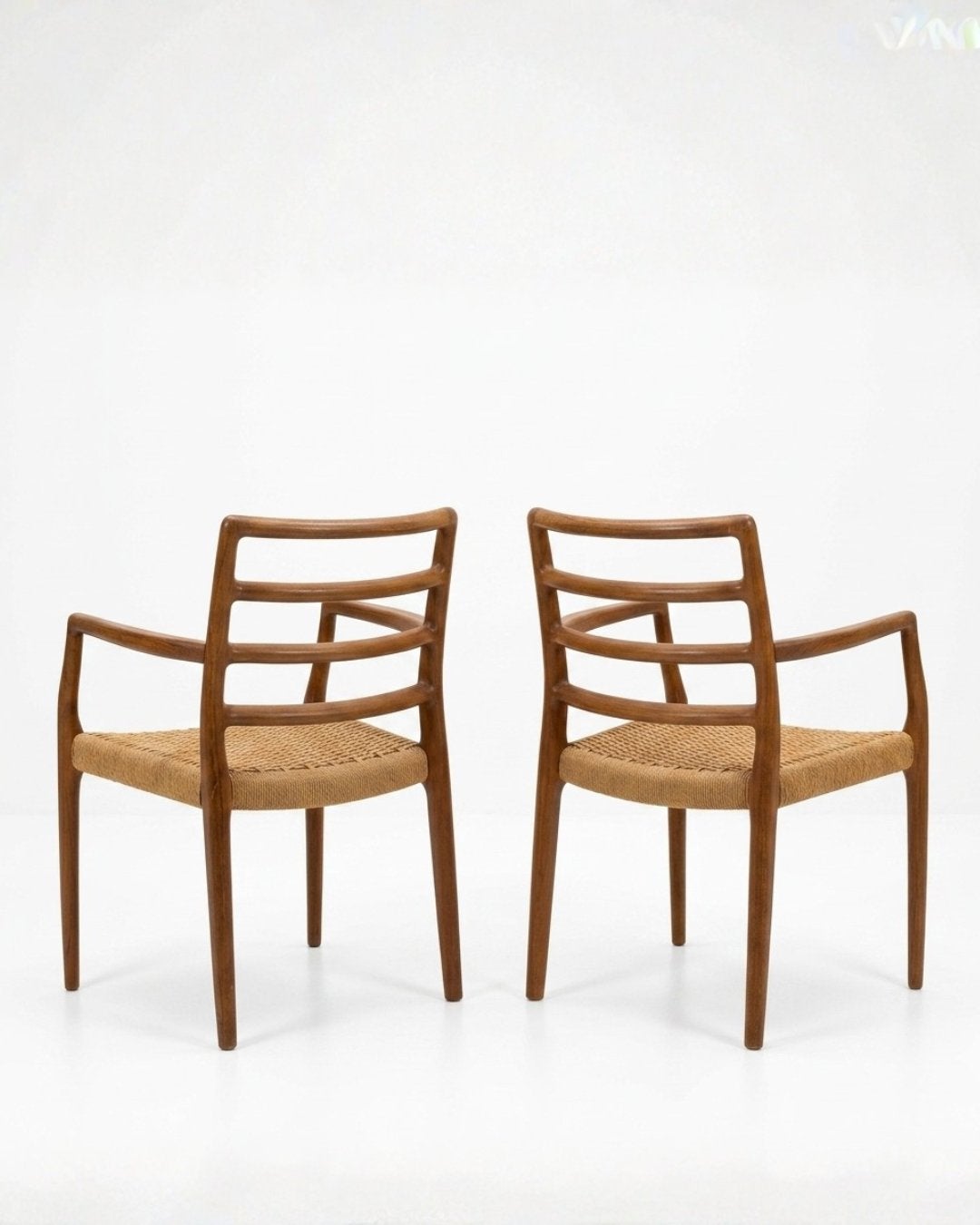 Twee Niels Otto Møller stoelen model 68, Huis en Inrichting, Stoelen, Gebruikt, Twee, Hout, Bruin, Ophalen of Verzenden