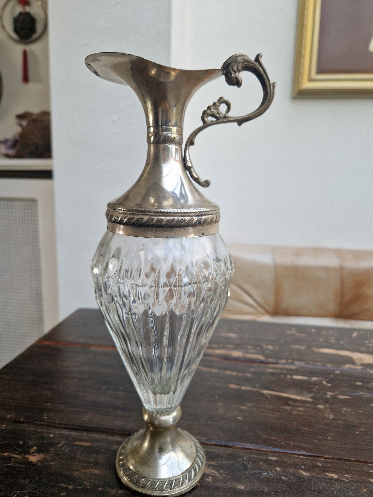 Verzilverde vintage decanter., Ophalen of Verzenden