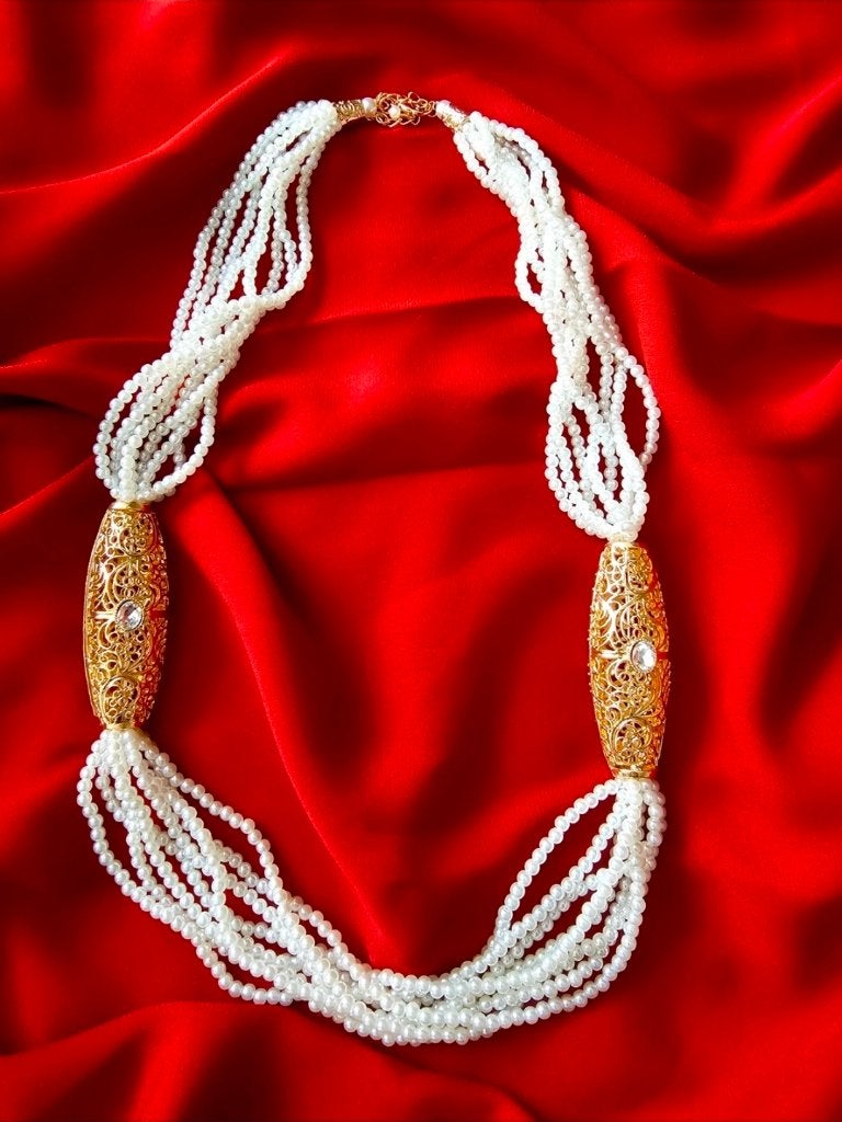 Nieuw Marokkaans parelketting met gouden accenten, Sieraden, Tassen en Uiterlijk, Overige materialen, Met kristal, Verzenden, Wit