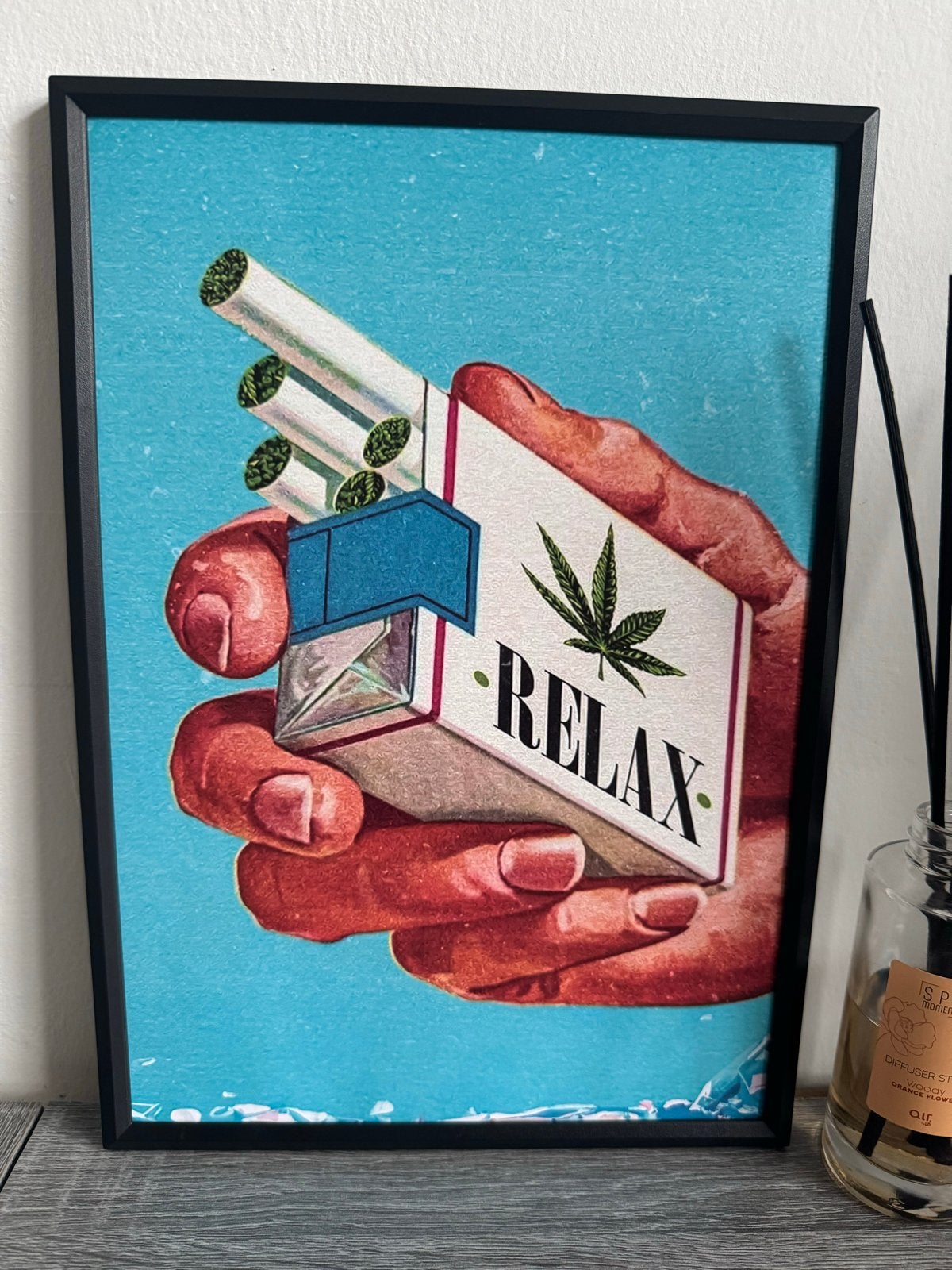 Vintage Stijl Relax Poster 21x30cm Ingelijst Nieuw, Huis en Inrichting, Minder dan 50 cm, Nieuw, Ophalen of Verzenden, Foto of Poster