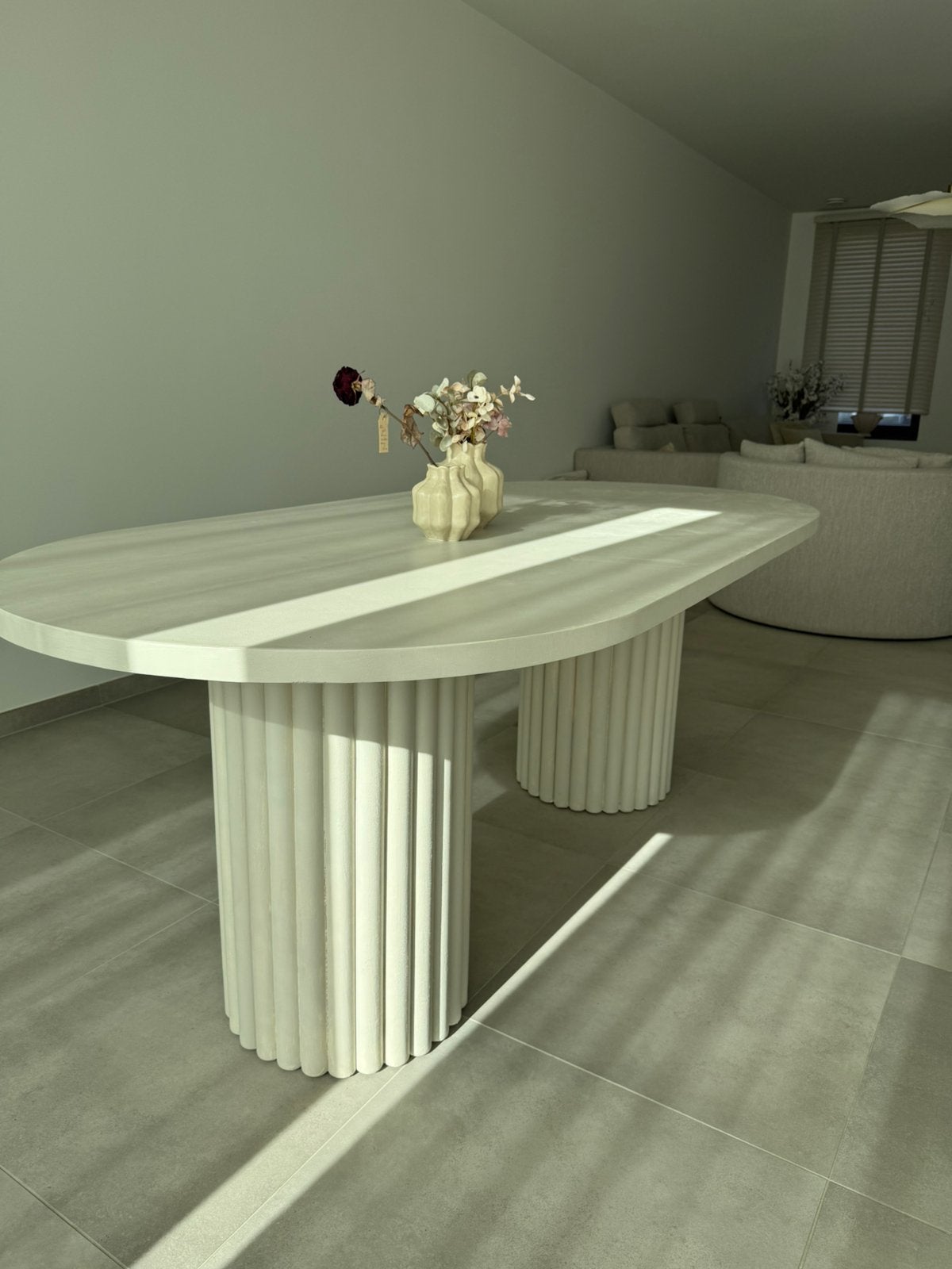 Eettafel betonlook, Huis en Inrichting, Tafels | Eettafels, Ophalen, Gebruikt, 100 tot 150 cm, 200 cm of meer