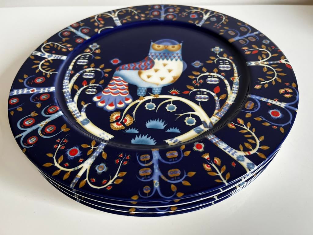 Iittala Taika Blauw Dinerbord Uil K. Haapaniemi Ø30 P.STK, Huis en Inrichting, Keuken | Servies, Ophalen of Verzenden, Zo goed als nieuw