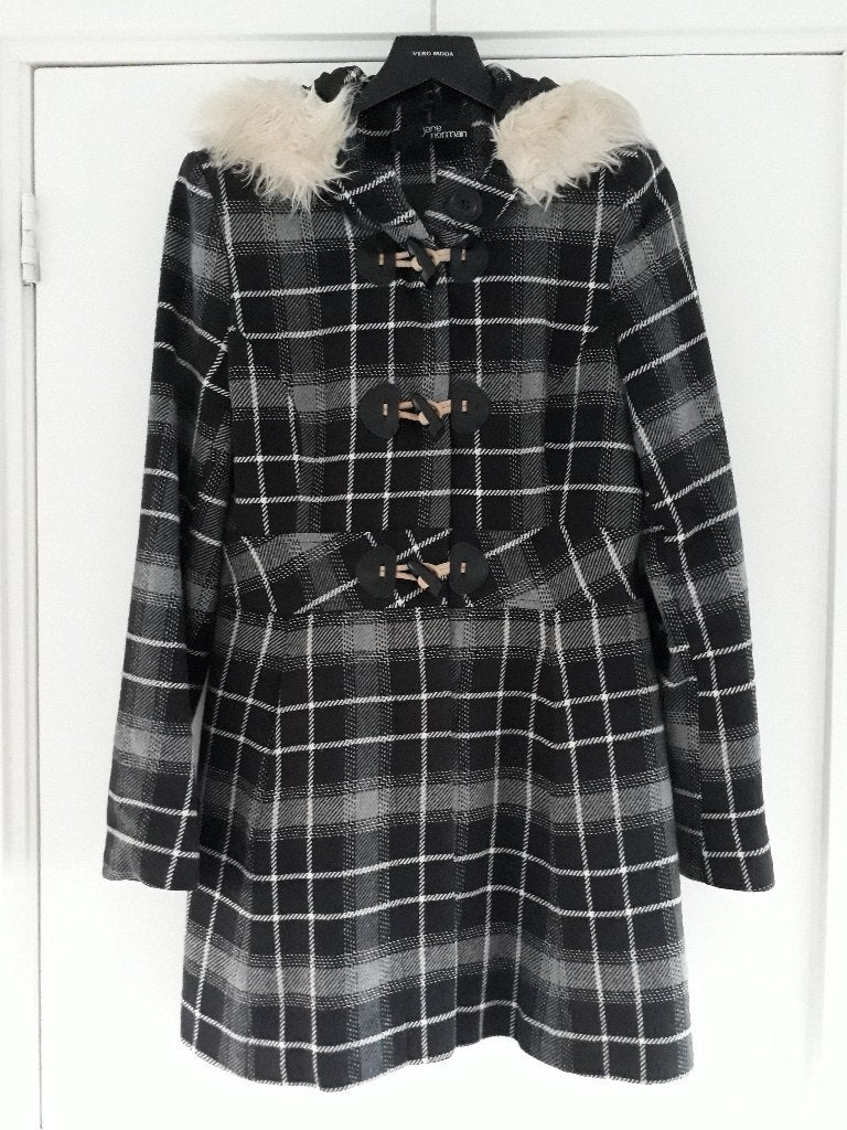 Winterjas dame zwart wit geblokt maat S / 36 Jane Norman, Zwart, Jane Norman, Ophalen of Verzenden, Maat 36 (S)