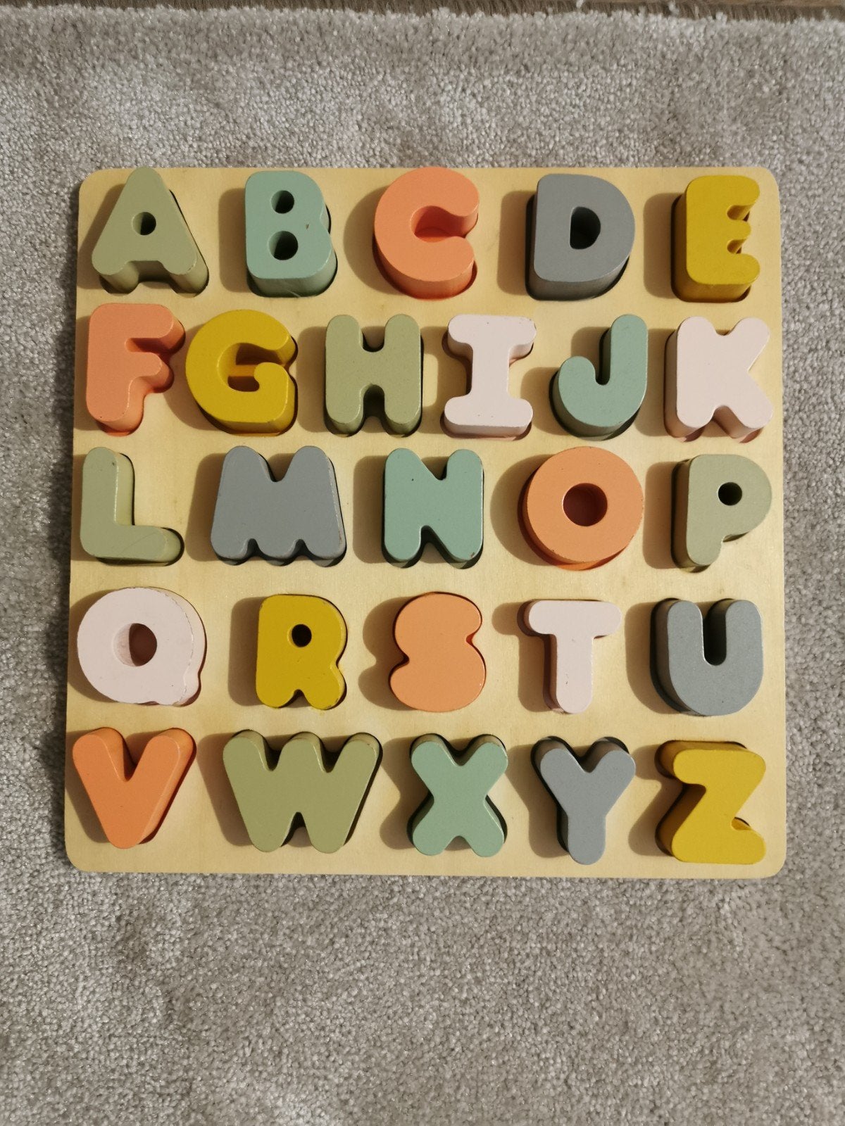 houten puzzel alfabet, Ophalen, 10 tot 50 stukjes, Zo goed als nieuw