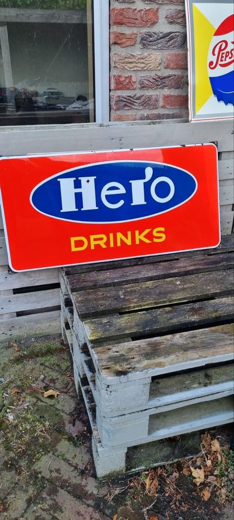 Groot emaille Hero bord origineel /+ diverse andere borden, Ophalen of Verzenden, Gebruikt, Reclamebord