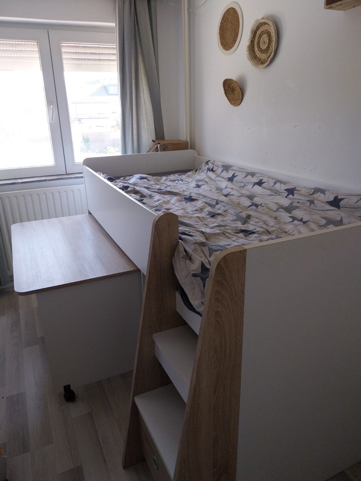 Halfhoogslaper met bureau en opbergruimte, Huis en Inrichting, Ophalen, Gebruikt, 90 cm, Eenpersoons