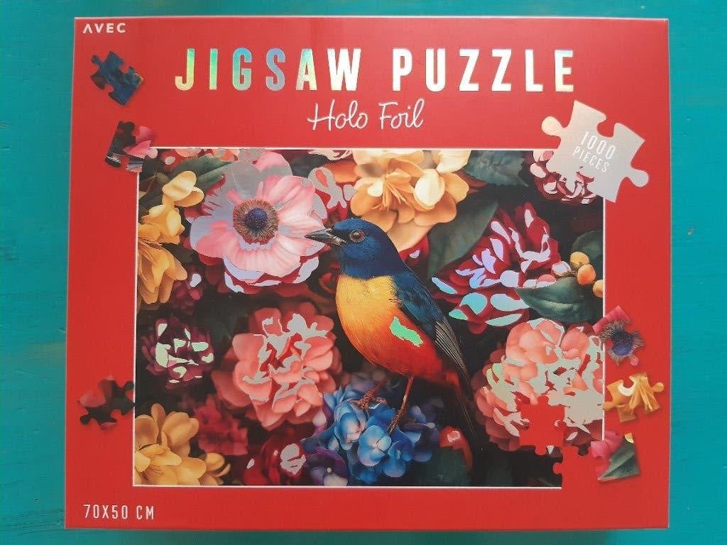 Puzzel Avec holo foil vogels bloemen 1000 stukjes, Ophalen, 500 t/m 1500 stukjes, Zo goed als nieuw, Legpuzzel