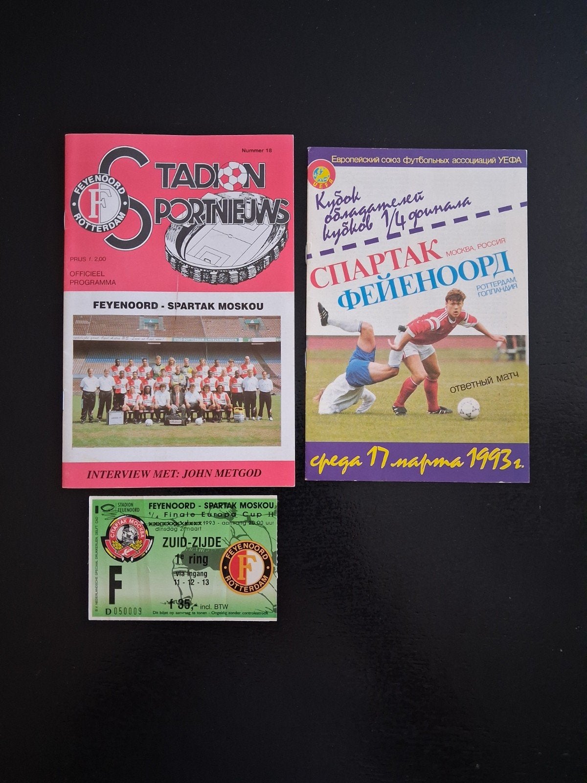 Programma's 1/4 Finale EC II Feyenoord-Spartak M 92/93, Ophalen of Verzenden, Gebruikt, Feyenoord, Boek of Tijdschrift