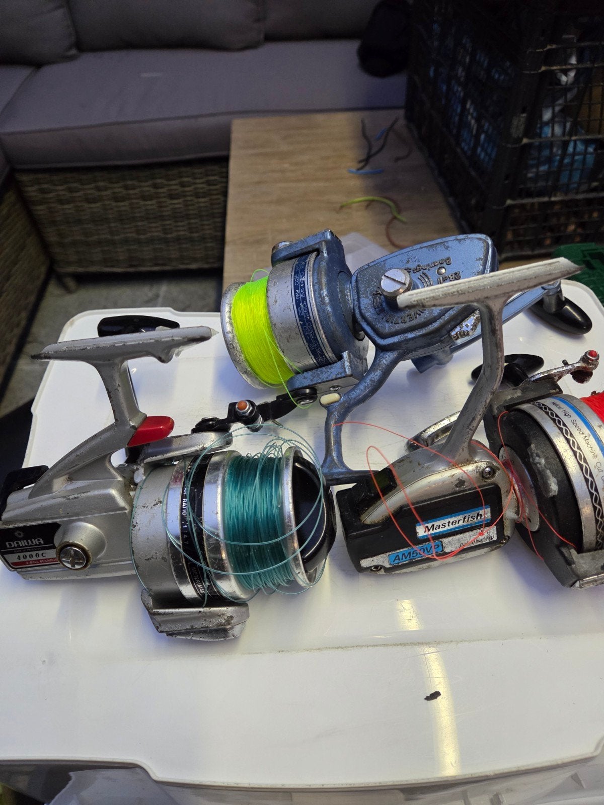 Set van 3gebruikte vismolens - Daiwa, Masterfish, Convertib, Ophalen of Verzenden, Gebruikt, Molen