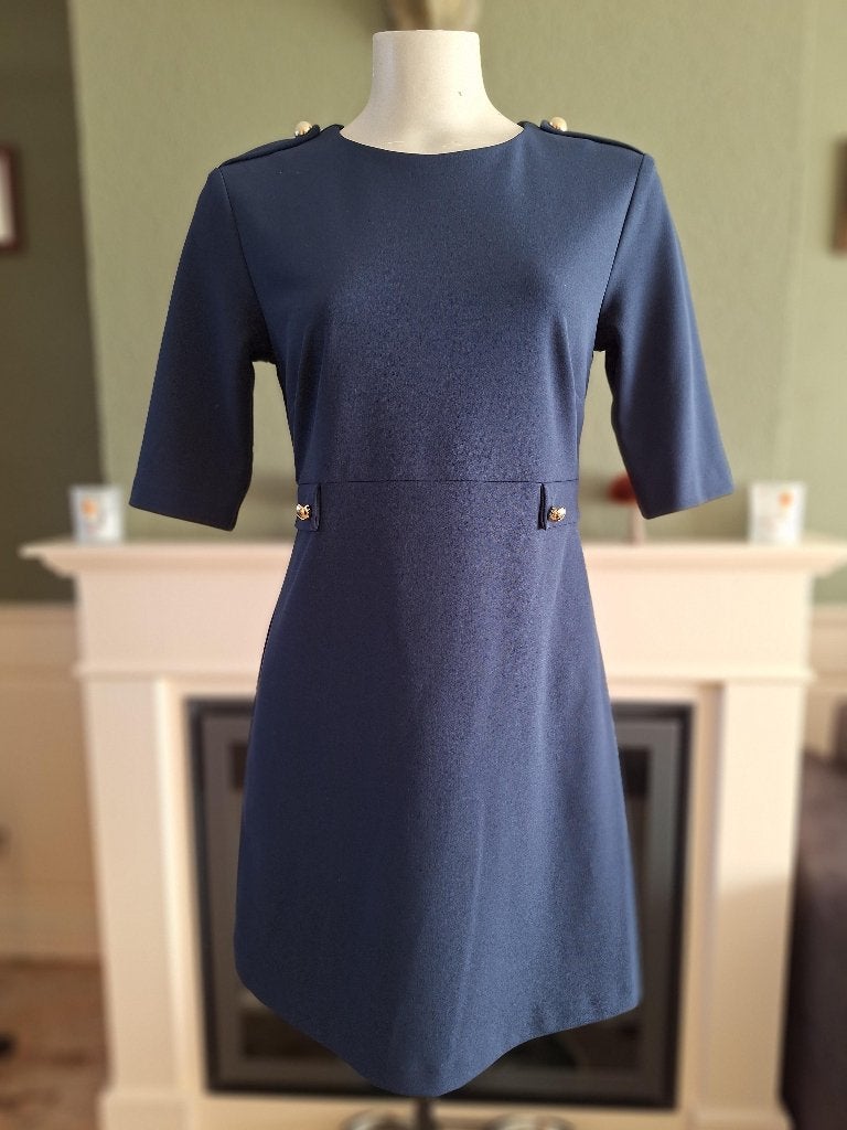 Rinascimento blauw zakelijk jurk M 38, Maat 38/40 (M), Rinascimento, Zo goed als nieuw, Boven de knie