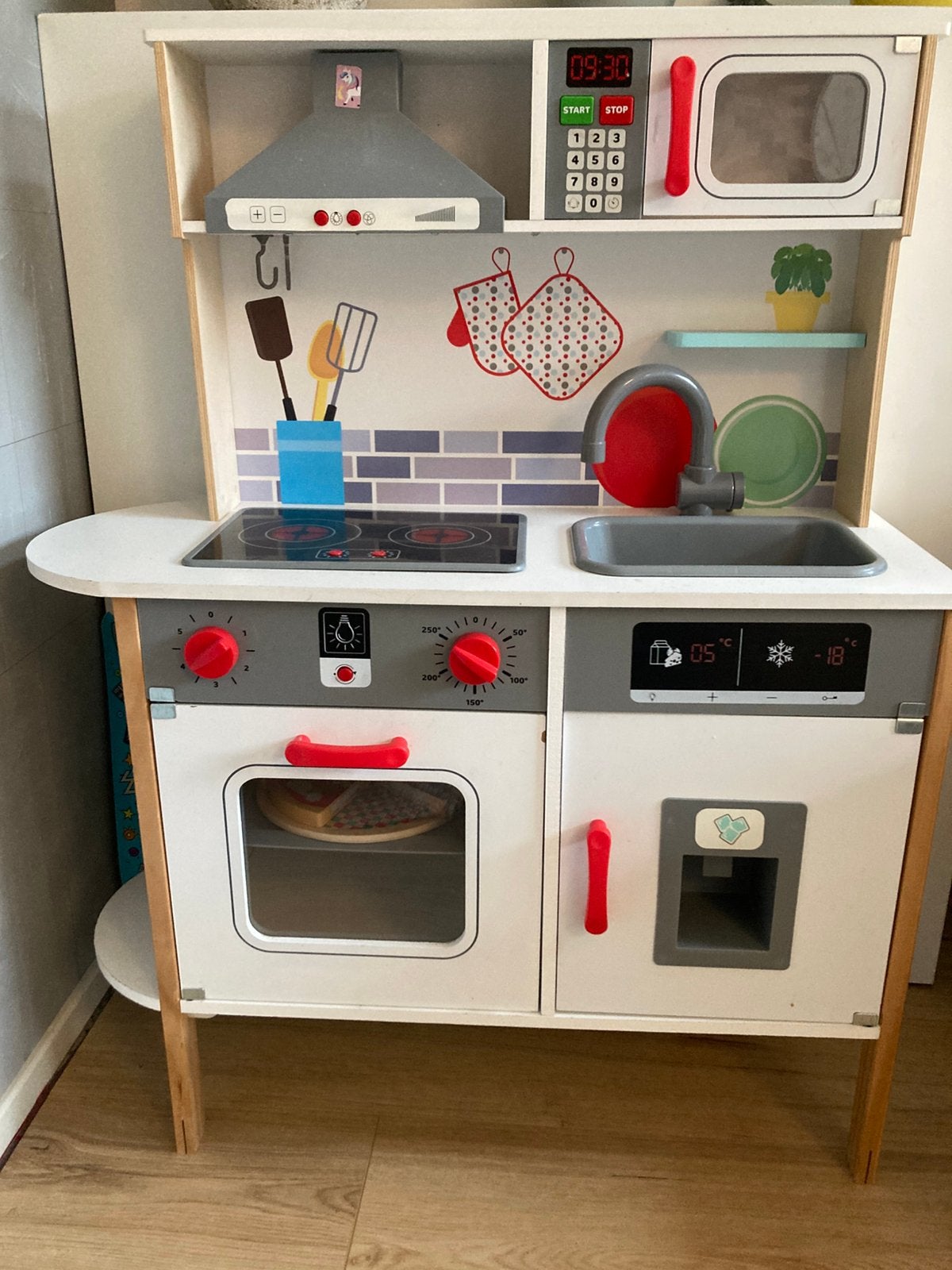 Houten Kinder Keukentje met houten voedsel, Ophalen, Gebruikt, Hout, Speelkeuken