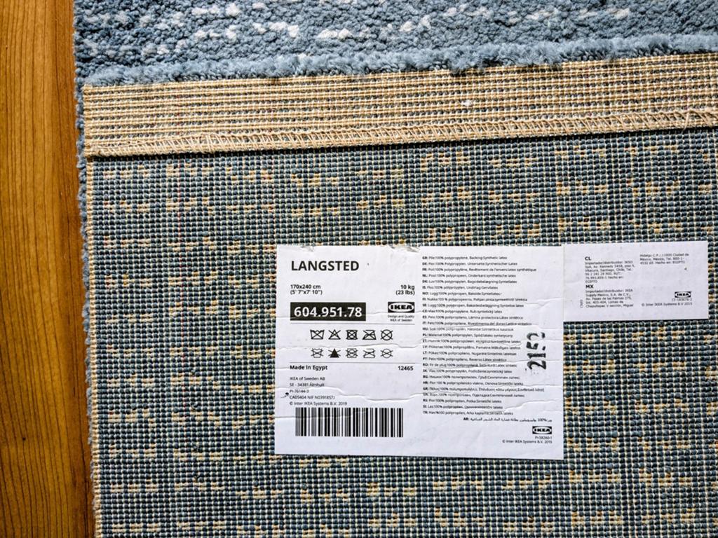 Lichtblauwe Ikea Langsted tapijt 170x240cm, Ophalen, Zo goed als nieuw, Blauw, Tapijt