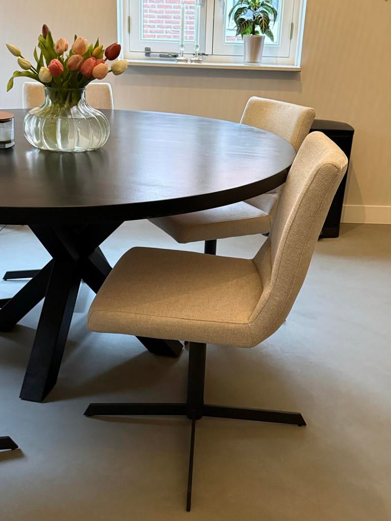 Nieuw! 6 eetkamerstoelen draaibaar - zand/écru/champagne, Huis en Inrichting, Stoelen, Overige kleuren, Nieuw, Ophalen of Verzenden