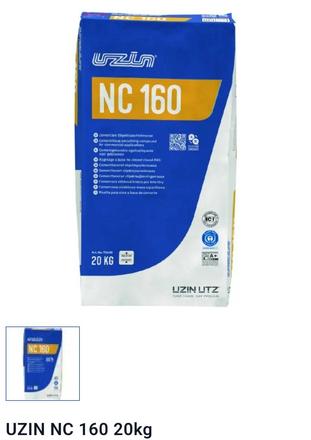 Uzin NC 160 egalisatiepasta 20kg, Ophalen, Nieuw