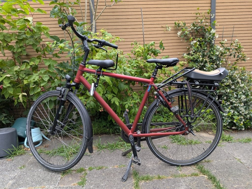 Herenfiets: incl. 2 kinderzitjes, Fietsen en Brommers, Fietsen | Heren | Herenfietsen, Gebruikt, Versnellingen, 57 tot 61 cm, Schijfrem