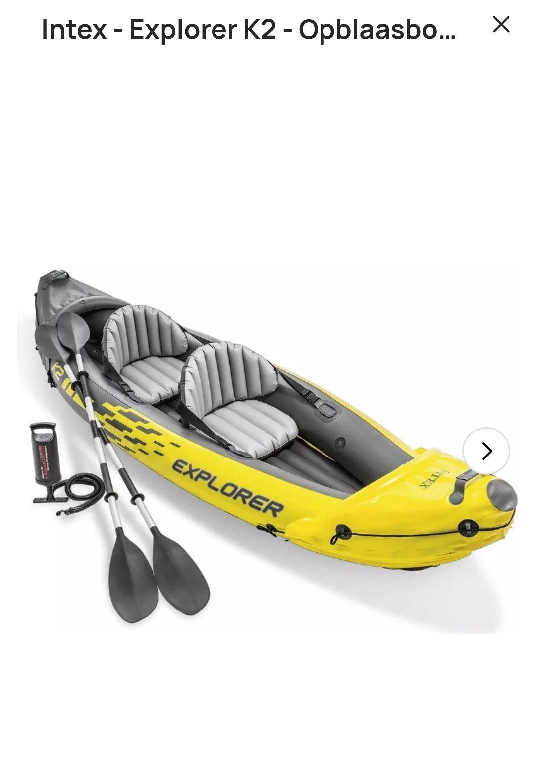 Intex Explorer K2 Opblaasbare Kajak - 2-persoons, Ophalen, Opblaasbaar, Zo goed als nieuw, 2-persoons