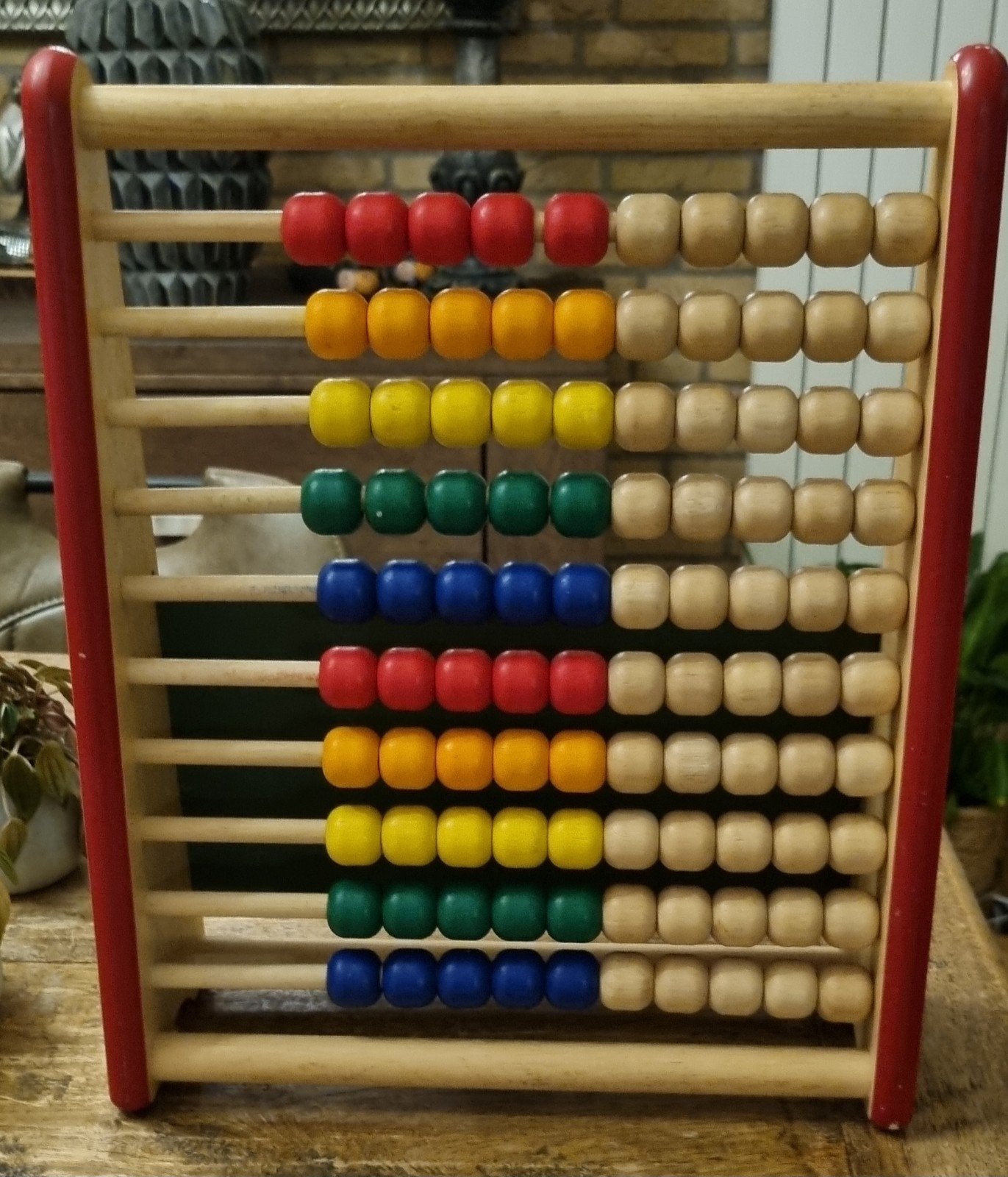 Houten Telraam met Kleurrijke Kralen - Educatief Speelgoed, Ophalen, Zo goed als nieuw, Rekenen