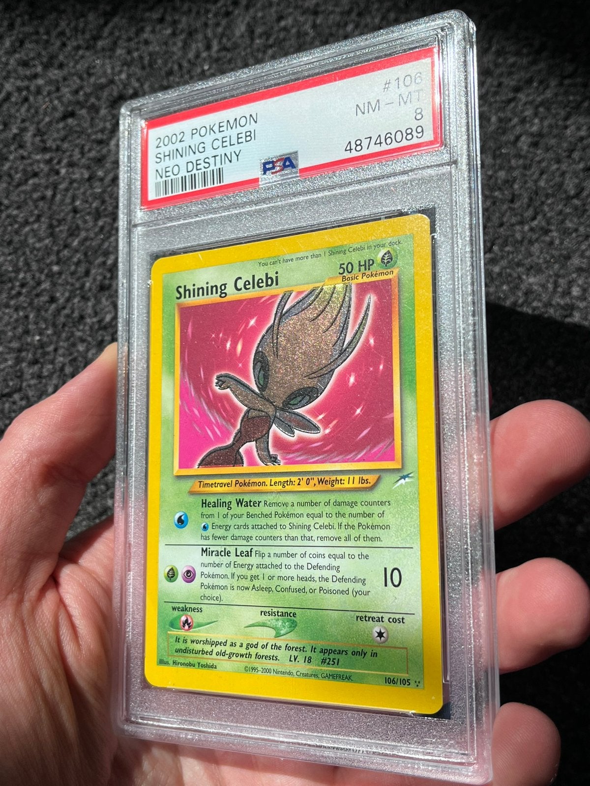 Pokémon PSA 8 Shining Celebri #106 Neo Destiny, Verzenden, Zo goed als nieuw, Losse kaart, Foil