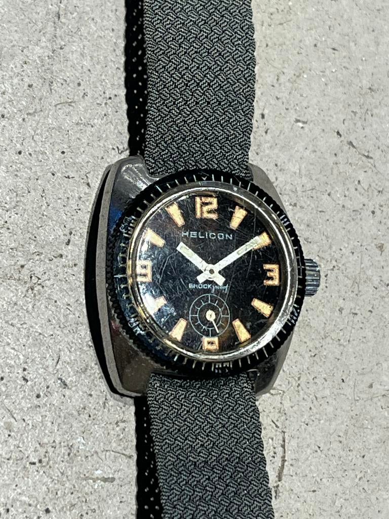 Vintage Helicon Duikershorloge Jaren '60/'70 - Werkend, Overige merken, Staal, Met bandje, Verzenden