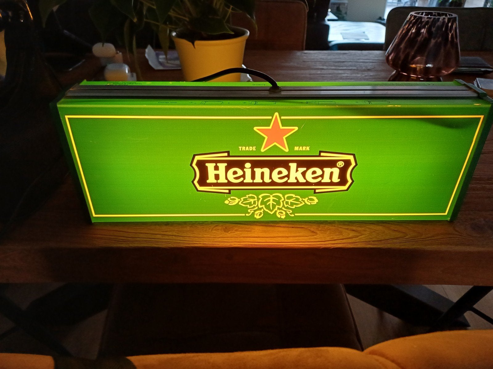 Heineken  barverlichting lamp lichtbak, Huis en Inrichting, Ophalen of Verzenden, Gebruikt
