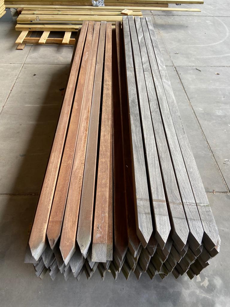 Azobé paal geschaafd 6,5x6,5x270 cm (Op is Op) - J&W 155, Ophalen, Palen, Nieuw, Hardhout