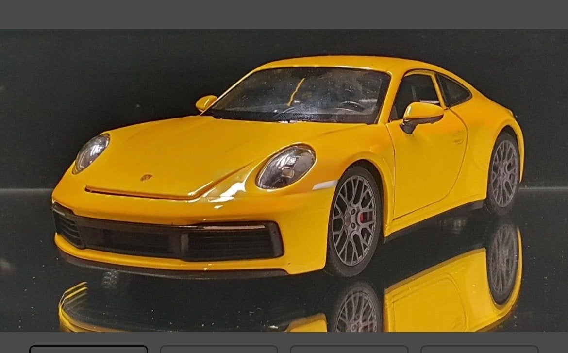 Porsche 911 Carrera 4S Welly Nex 1:24 Modelauto Geel, Ophalen of Verzenden, Nieuw, Auto