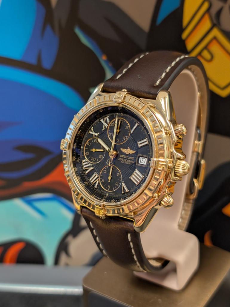 Breitling Crosswind K13055 volledig goud, Sieraden, Tassen en Uiterlijk, Horloges | Heren, Leer, Breitling, Ophalen of Verzenden