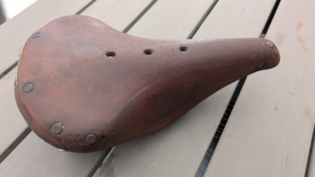 Vintage Brooks B66 zadel leder, Gebruikt, Leer, Ophalen of Verzenden, Oldtimerfiets