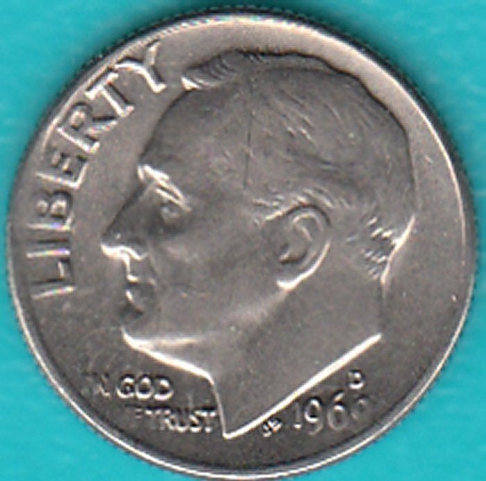 USA Dime Roosevelt 1969 D, KM# 195a in munthouder, Ophalen of Verzenden, Noord-Amerika, Losse munt