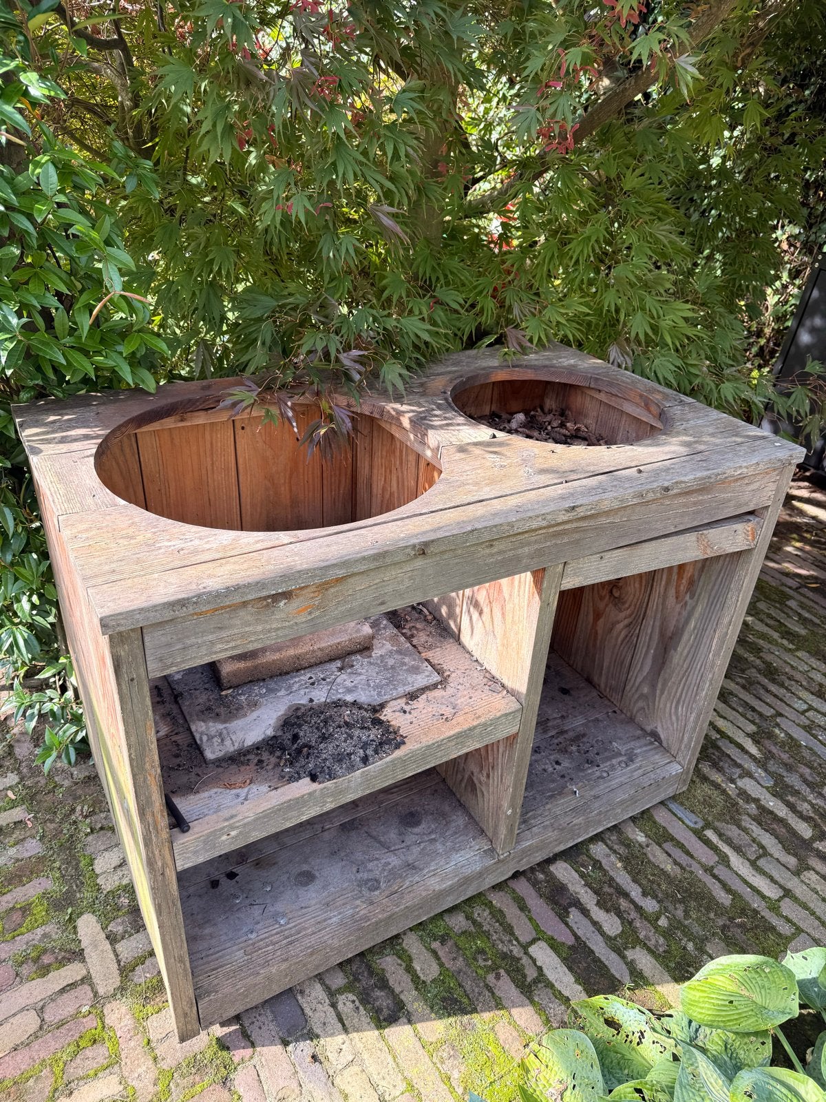 3 Houten kasten buitenkeuken, Ophalen, Gebruikt, Houtskool, Vrijstaand